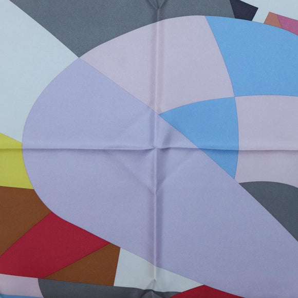 HERMES Carre 90 Scarf ""18-3-7"" Silk Gray Auth 133739