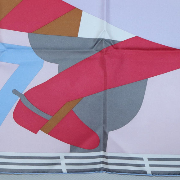 HERMES Carre 90 Scarf ""18-3-7"" Silk Gray Auth 133739