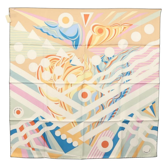 HERMES Carre 90 Scarf ""Le Reve De Julia"" Silk White Multicolor Auth 133740