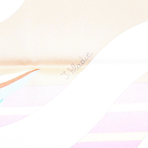 HERMES Carre 90 Scarf ""Le Reve De Julia"" Silk White Multicolor Auth 133740