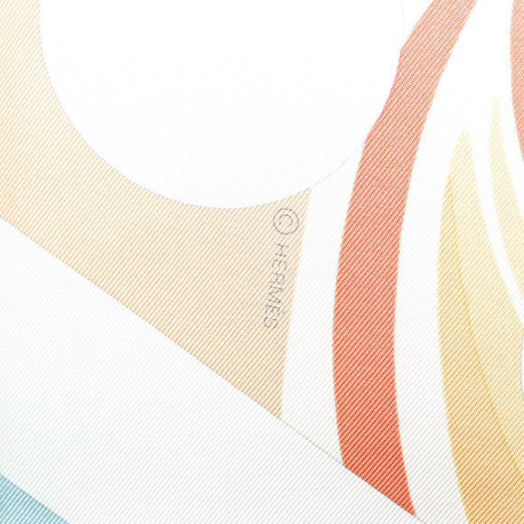 HERMES Carre 90 Scarf ""Le Reve De Julia"" Silk White Multicolor Auth 133740