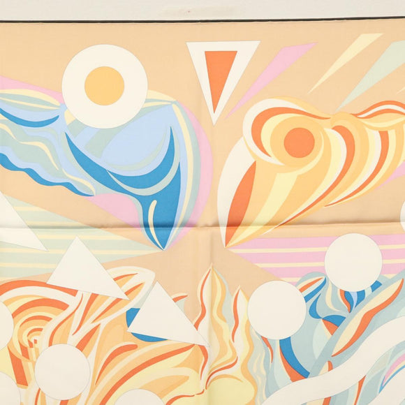 HERMES Carre 90 Scarf ""Le Reve De Julia"" Silk White Multicolor Auth 133740