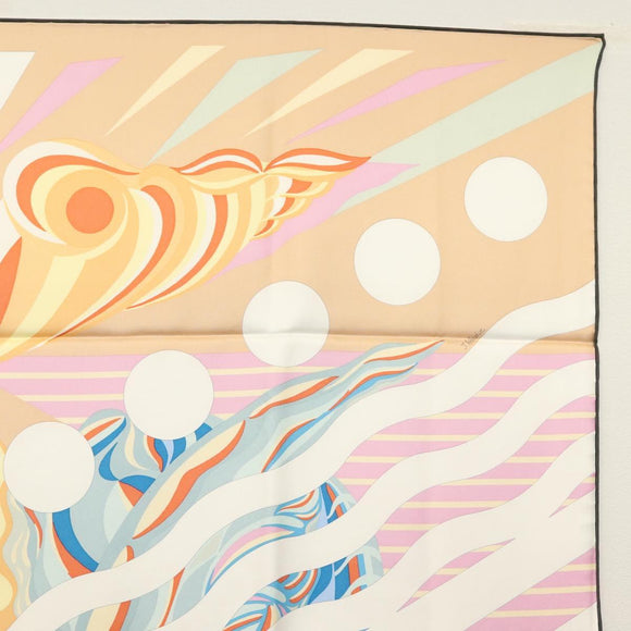 HERMES Carre 90 Scarf ""Le Reve De Julia"" Silk White Multicolor Auth 133740