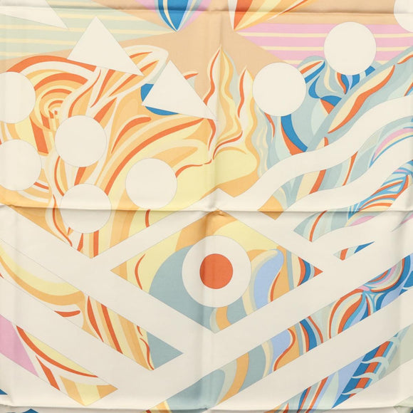HERMES Carre 90 Scarf ""Le Reve De Julia"" Silk White Multicolor Auth 133740