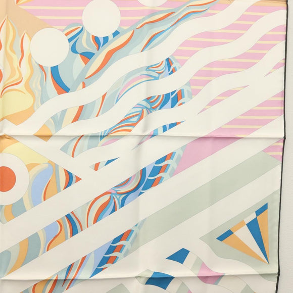 HERMES Carre 90 Scarf ""Le Reve De Julia"" Silk White Multicolor Auth 133740