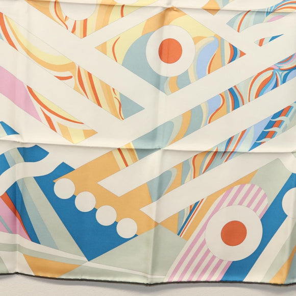 HERMES Carre 90 Scarf ""Le Reve De Julia"" Silk White Multicolor Auth 133740