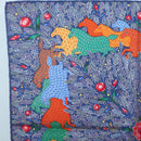 HERMES Carre 40 Scarf ""horse"" Silk Navy Auth 133741-2