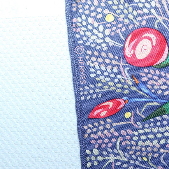 HERMES Carre 40 Scarf ""horse"" Silk Navy Auth 133741