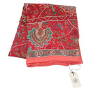 HERMES Carre 140 Scarf ""des Oiseaux Fleurs"" Cashmere Red Auth 133742-1