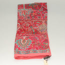 HERMES Carre 140 Scarf ""des Oiseaux Fleurs"" Cashmere Red Auth 133742-2