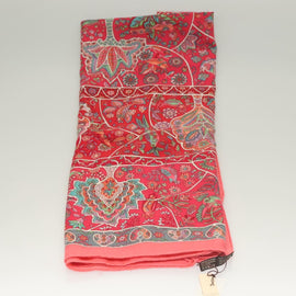 HERMES Carre 140 Scarf ""des Oiseaux Fleurs"" Cashmere Red Auth 133742 - 0