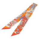 HERMES Twilly Scarf ""World's Fair"" Silk Orange Auth 133743-1