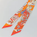 HERMES Twilly Scarf ""World's Fair"" Silk Orange Auth 133743-3
