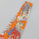HERMES Twilly Scarf ""World's Fair"" Silk Orange Auth 133743-4