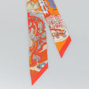 HERMES Twilly Scarf ""World's Fair"" Silk Orange Auth 133743-5