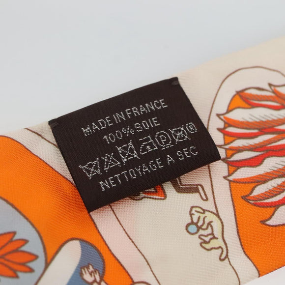 HERMES Twilly Scarf ""World's Fair"" Silk Orange Auth 133743