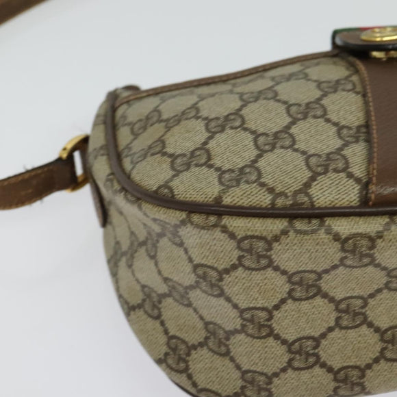 GUCCI GG Supreme Web Sherry Line Bag PVC Beige Gold Red 89 02 032 Auth 133747