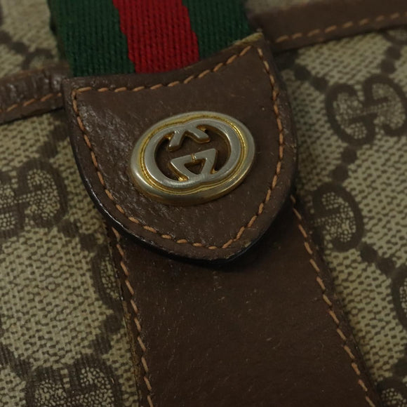 GUCCI GG Supreme Web Sherry Line Bag PVC Beige Gold Red 89 02 032 Auth 133747