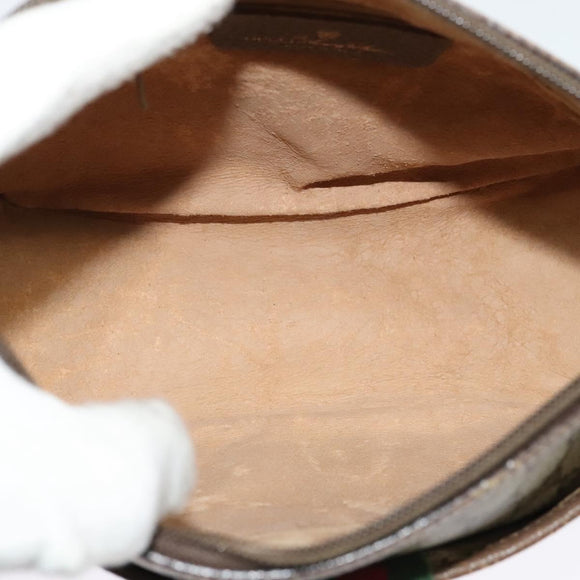 GUCCI GG Supreme Web Sherry Line Bag PVC Beige Gold Red 89 02 032 Auth 133747