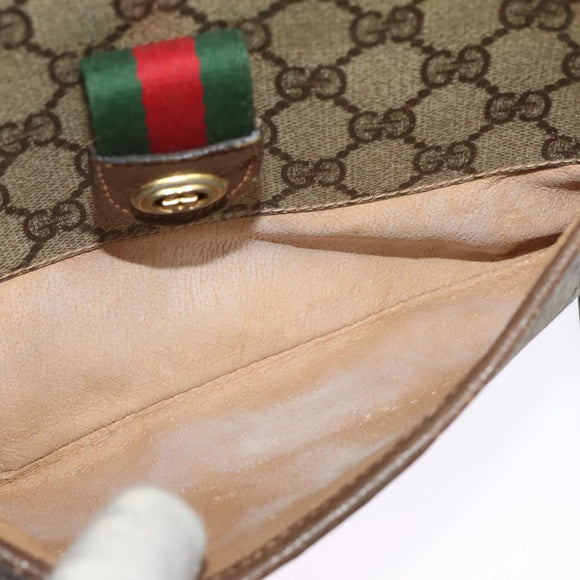 GUCCI GG Supreme Web Sherry Line Bag PVC Beige Gold Red 89 02 032 Auth 133747