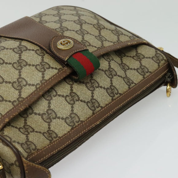 GUCCI GG Supreme Web Sherry Line Bag PVC Beige Gold Red 89 02 032 Auth 133747