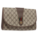 GUCCI GG Supreme Web Sherry Line Bag PVC Beige Gold 156 01 030 Auth 133748-1