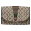 GUCCI GG Supreme Web Sherry Line Bag PVC Beige Gold 156 01 030 Auth 133748-13
