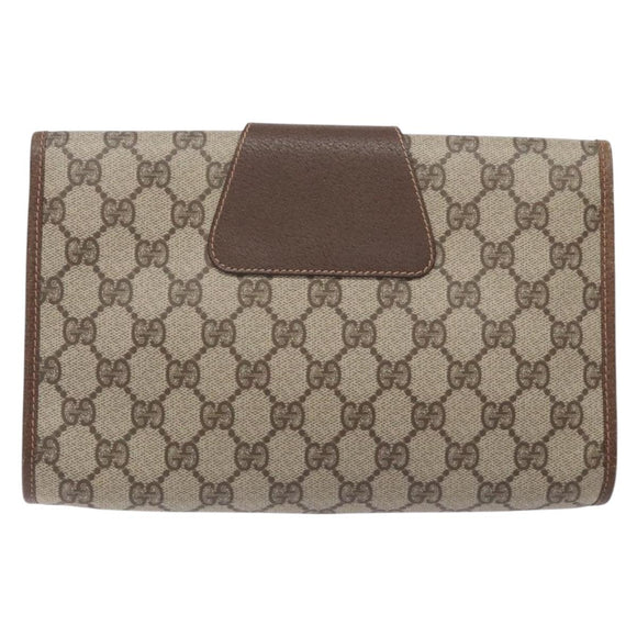 GUCCI GG Supreme Web Sherry Line Bag PVC Beige Gold 156 01 030 Auth 133748