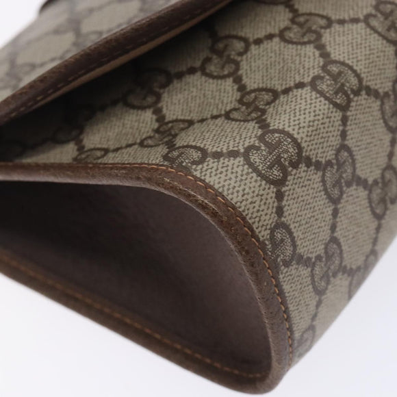 GUCCI GG Supreme Web Sherry Line Bag PVC Beige Gold 156 01 030 Auth 133748