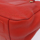 Salvatore Ferragamo Vala Hand Bag Leather Red Gold Auth 133749-15