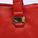 Salvatore Ferragamo Vala Hand Bag Leather Red Gold Auth 133749-10