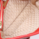 Salvatore Ferragamo Vala Hand Bag Leather Red Gold Auth 133749-11