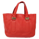 Salvatore Ferragamo Vala Hand Bag Leather Red Gold Auth 133749-13