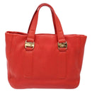 Salvatore Ferragamo Vala Hand Bag Leather Red Gold Auth 133749-2