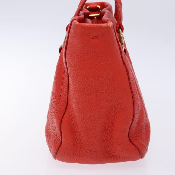 Salvatore Ferragamo Vala Hand Bag Leather Red Gold Auth 133749