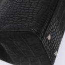 Salvatore Ferragamo Gancini Hand Bag Leather Black Auth 133750-13