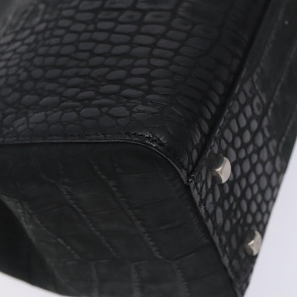 Salvatore Ferragamo Gancini Hand Bag Leather Black Auth 133750