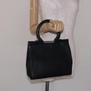 Salvatore Ferragamo Gancini Hand Bag Leather Black Auth 133750-19