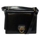 Salvatore Ferragamo Gancini Shoulder Bag Enamel Black Silver Auth 133751-1