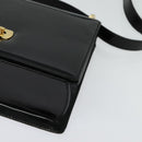 Salvatore Ferragamo Gancini Shoulder Bag Enamel Black Silver Auth 133751-14