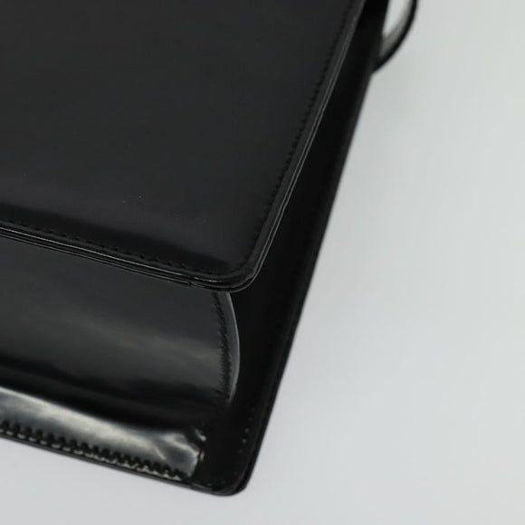 Salvatore Ferragamo Gancini Shoulder Bag Enamel Black Silver Auth 133751