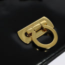 Salvatore Ferragamo Gancini Shoulder Bag Enamel Black Silver Auth 133751-17