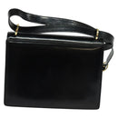Salvatore Ferragamo Gancini Shoulder Bag Enamel Black Silver Auth 133751-2