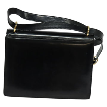 Salvatore Ferragamo Gancini Shoulder Bag Enamel Black Silver Auth 133751 - 0