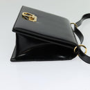 Salvatore Ferragamo Gancini Shoulder Bag Enamel Black Silver Auth 133751-4