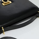 Salvatore Ferragamo Gancini Shoulder Bag Enamel Black Silver Auth 133751-6