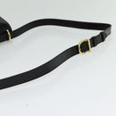 Salvatore Ferragamo Gancini Shoulder Bag Enamel Black Silver Auth 133751-7