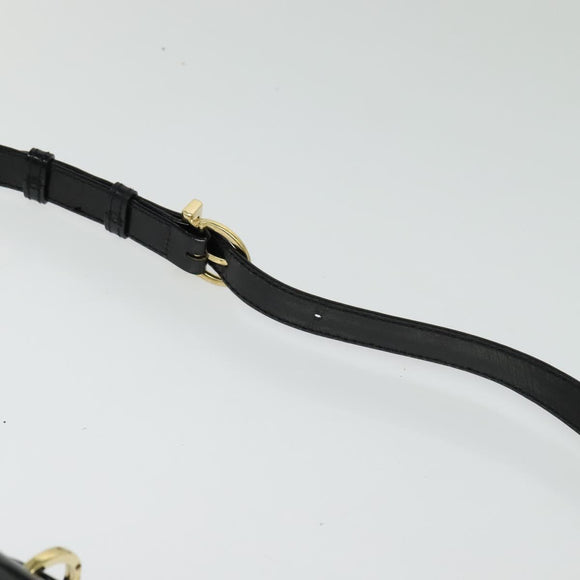 Salvatore Ferragamo Gancini Shoulder Bag Enamel Black Silver Auth 133751