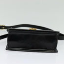 Salvatore Ferragamo Gancini Shoulder Bag Enamel Black Silver Auth 133751-5