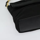 Salvatore Ferragamo Chain Vala Shoulder Bag Canvas Black Gold Auth 133753-10